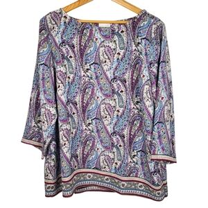 J. Jill Relaxed Purple and Blue Paisley Tunic.  XL. C0043